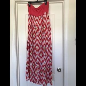 Love fire strapless dress- coral